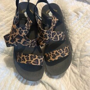 Yellow Box Animal Print Strappy Sandals